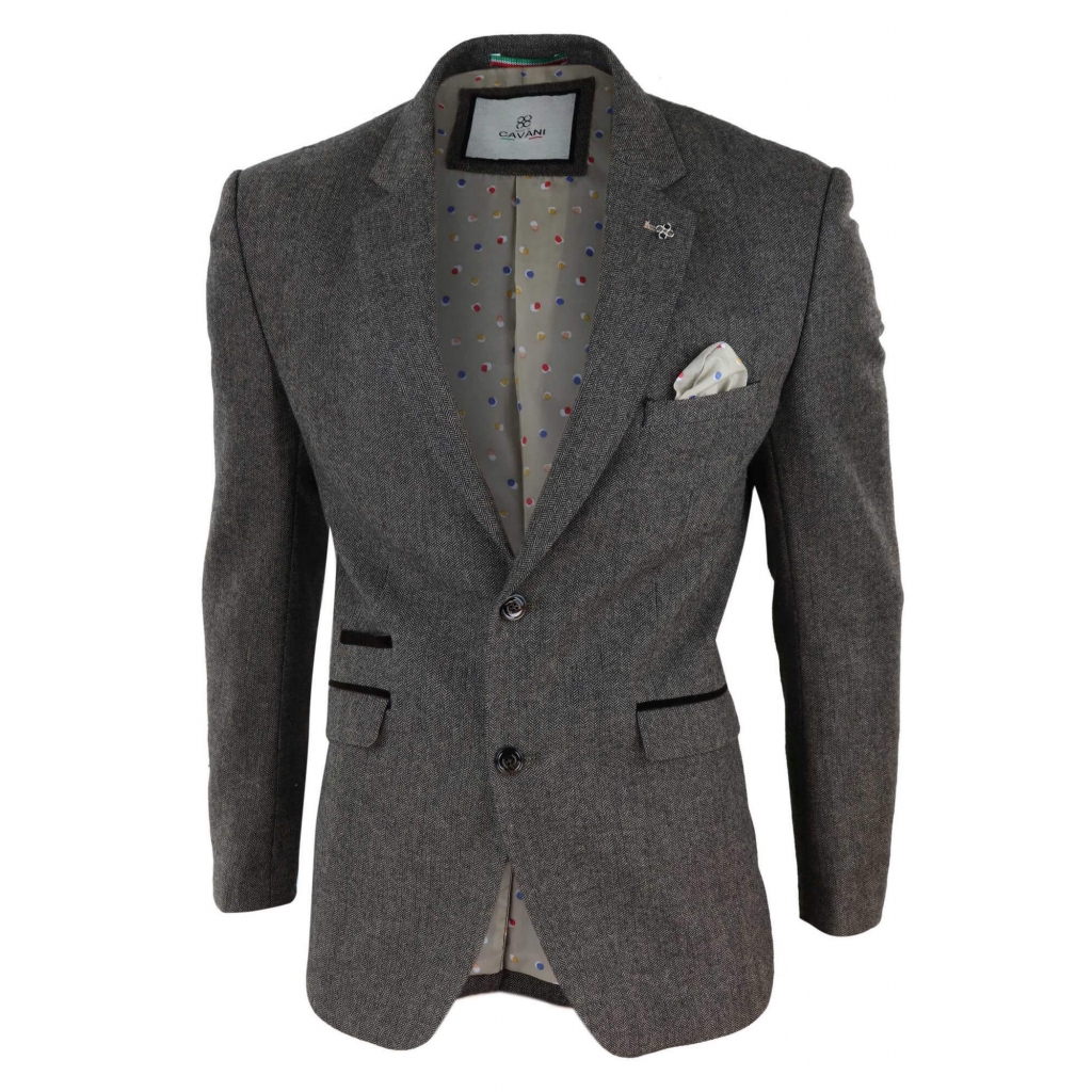 Mens Herringbone Tweed Blazer - Cavani Martez - Tan: Buy Online - Happy ...