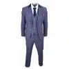 Mens Blue Check 3 Piece Suit - Cavani Matteo
