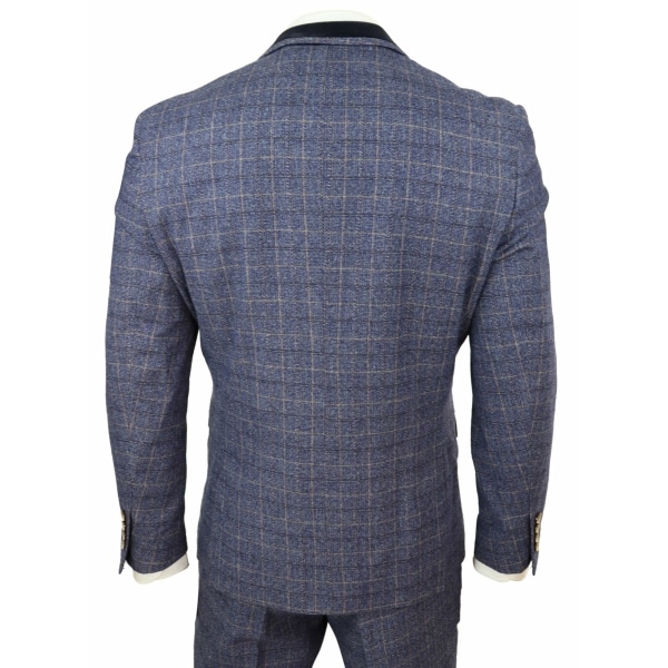 Mens Blue Check 3 Piece Suit - Cavani Matteo
