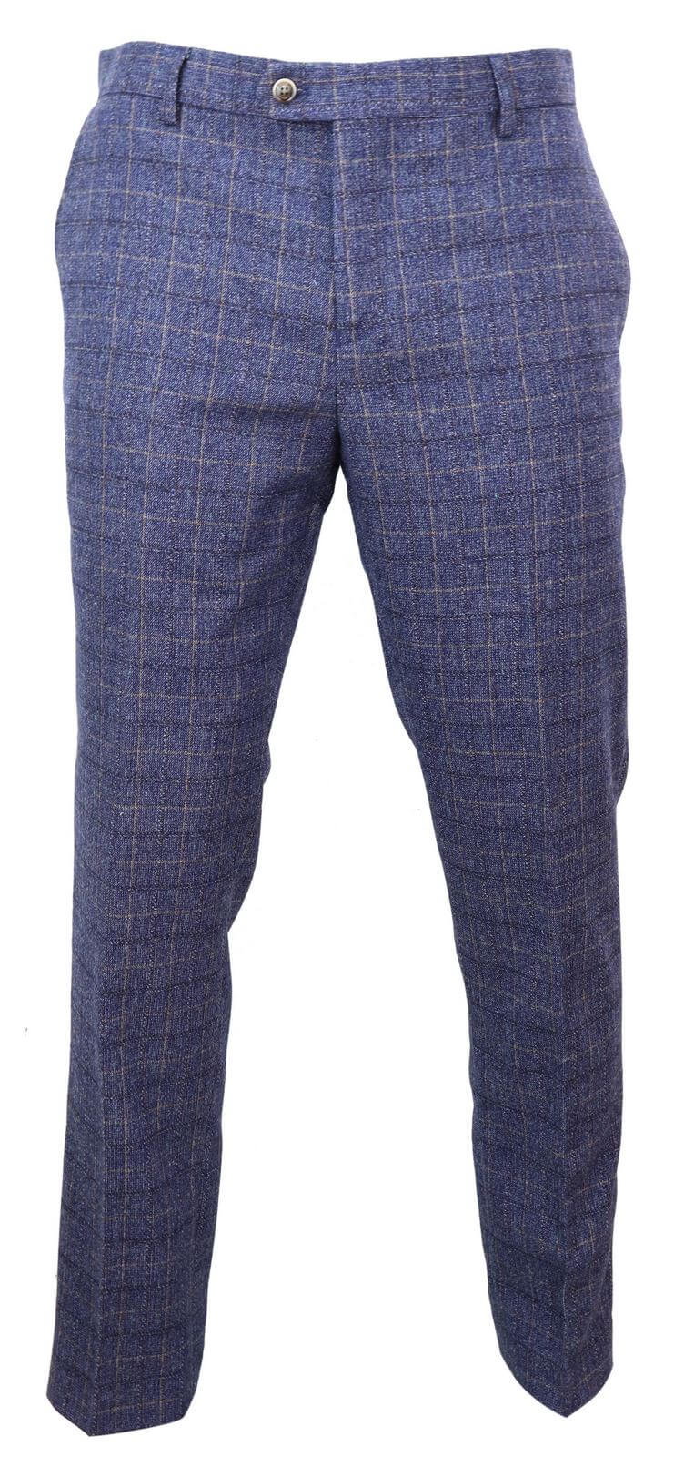 Marc Darcy | Marc Darcy Morris Blue Tweed Check Trousers - MENSWEARR