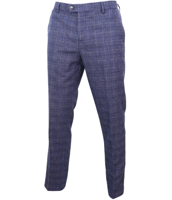 Matteo - Men's Blue Check Trousers