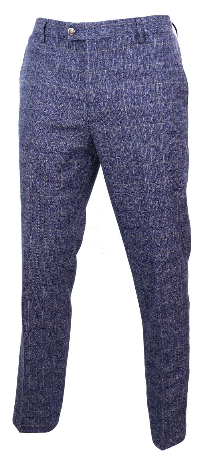 Mens Blue Check Trousers - Cavani Matteo: Buy Online - Happy Gentleman
