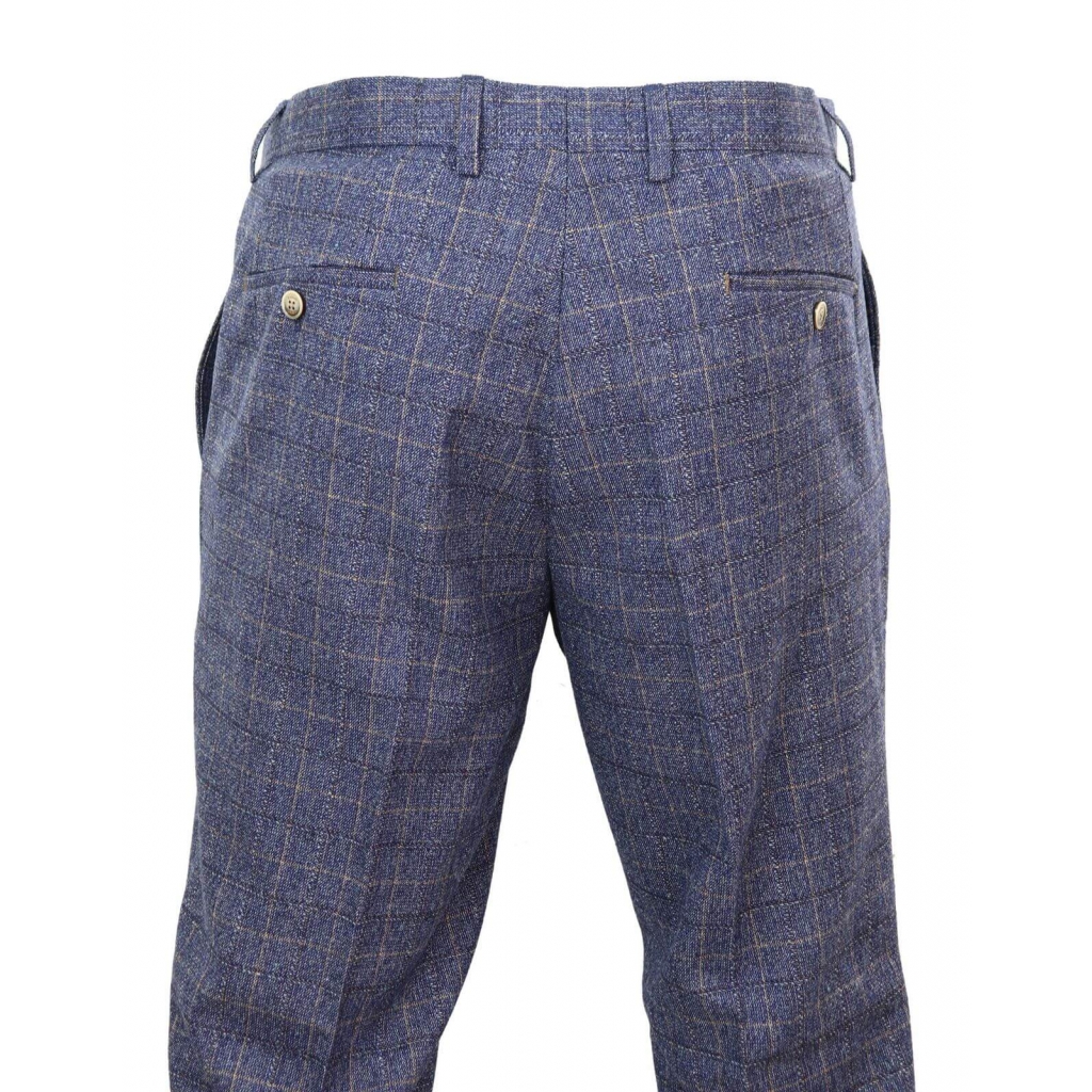 Mens Blue Check Trousers - Cavani Matteo: Buy Online - Happy Gentleman