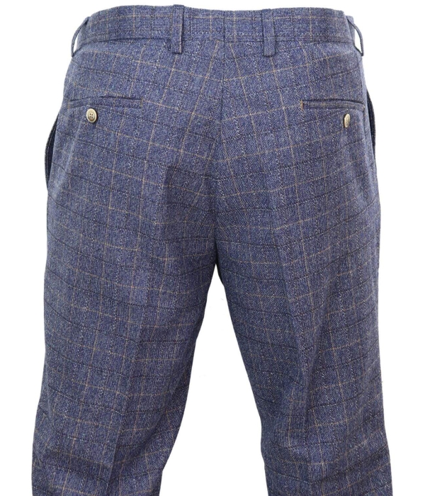 Matteo - Men's Blue Check Trousers