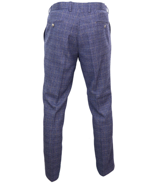 Matteo - Men's Blue Check Trousers