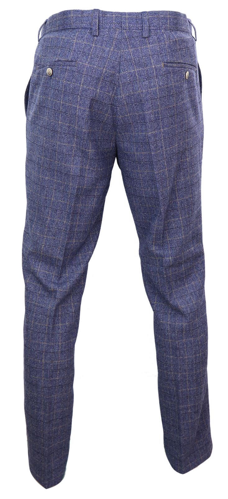 Lars Amadeus Men's Business Checked Printed Slim Fit Flat Front Plaid Dress Trousers  Blue 32 : Target