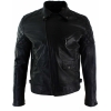 Real Leather Cross Zip Mens Biker Jacket Black Tailored Fit Retro Casual