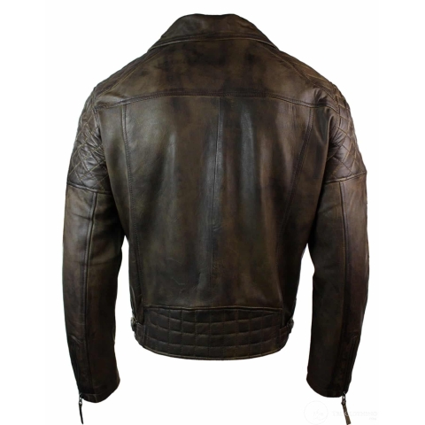 Real Leather Vintage Washed Brown Black Burgundy Blue Timber Mens Biker ...