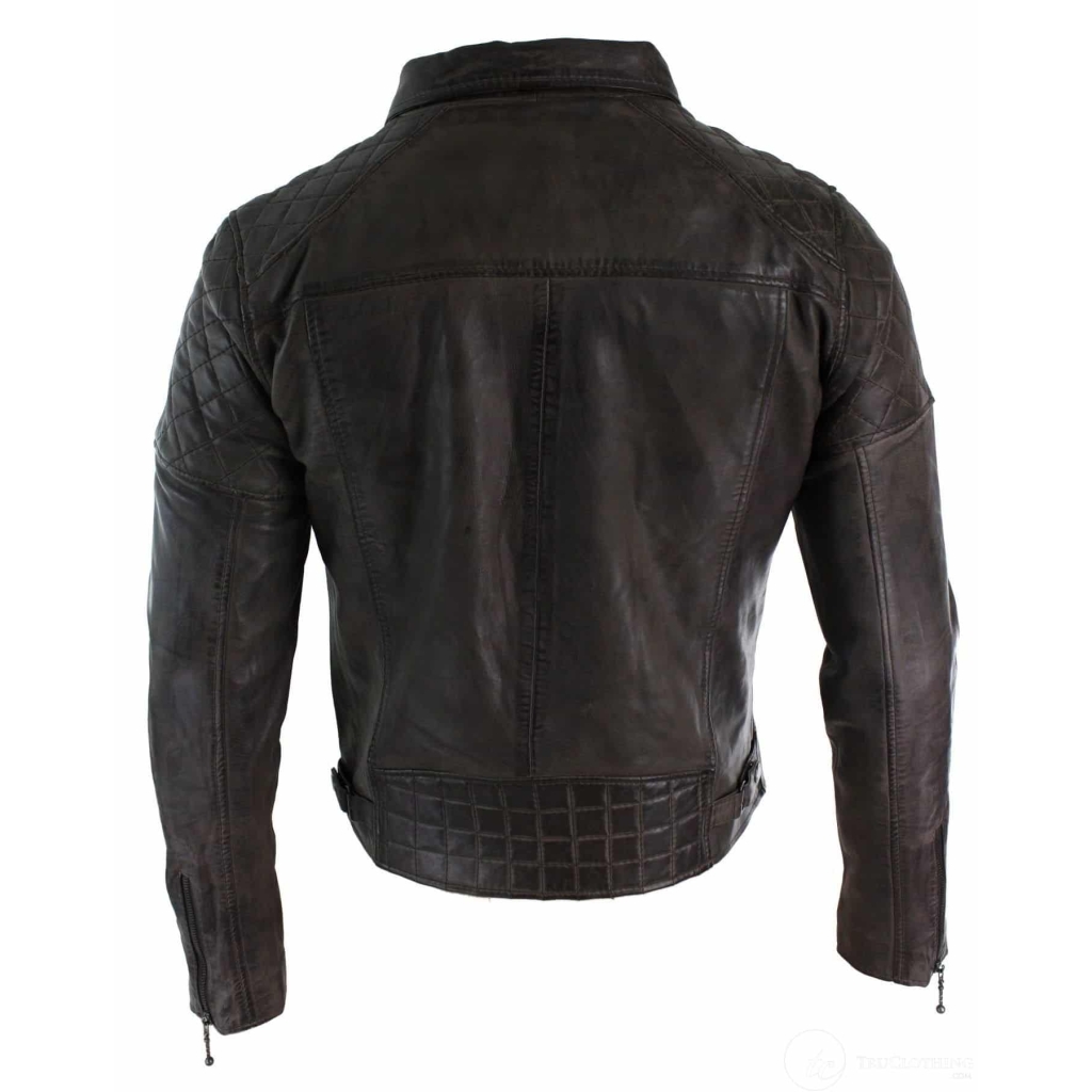 Real Leather Vintage Washed Brown Black Burgundy Blue Timber Biker Men ...