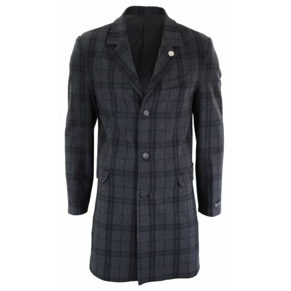 Men's 3/4 Wool Overcoat-Grey