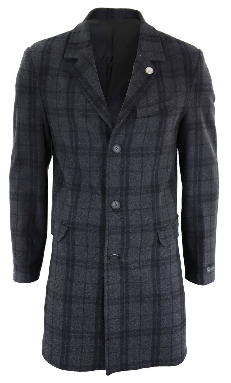 Men's 3/4 Wool Overcoat-Grey: Buy Online - Happy Gentleman