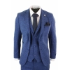 Men's Blue Herringbone 3 Piece Tweeed Suit - STZ11