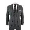 Men's Charcoal Grey 3 Piece Tweed Herringbone Suit - STZ11