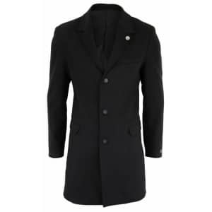 Men’s Classic Wool Long Overcoat-Black