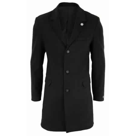 Men's Classic Wool Long Overcoat-Black: Buy Online - Happy Gentleman