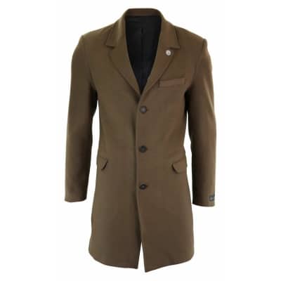 Men's Classic Wool Long Overcoat-Brown