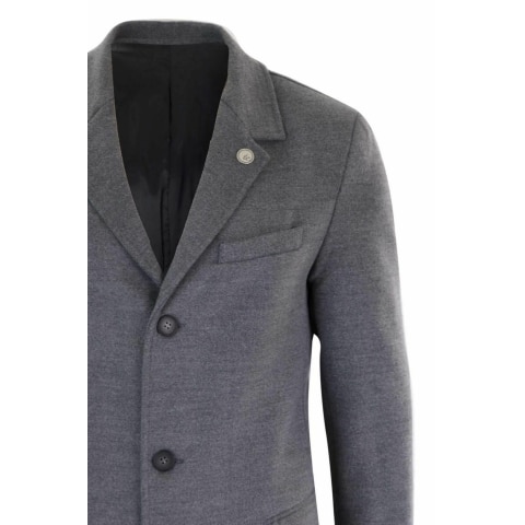 Men's Classic Wool Long Overcoat-Grey: Buy Online - Happy Gentleman