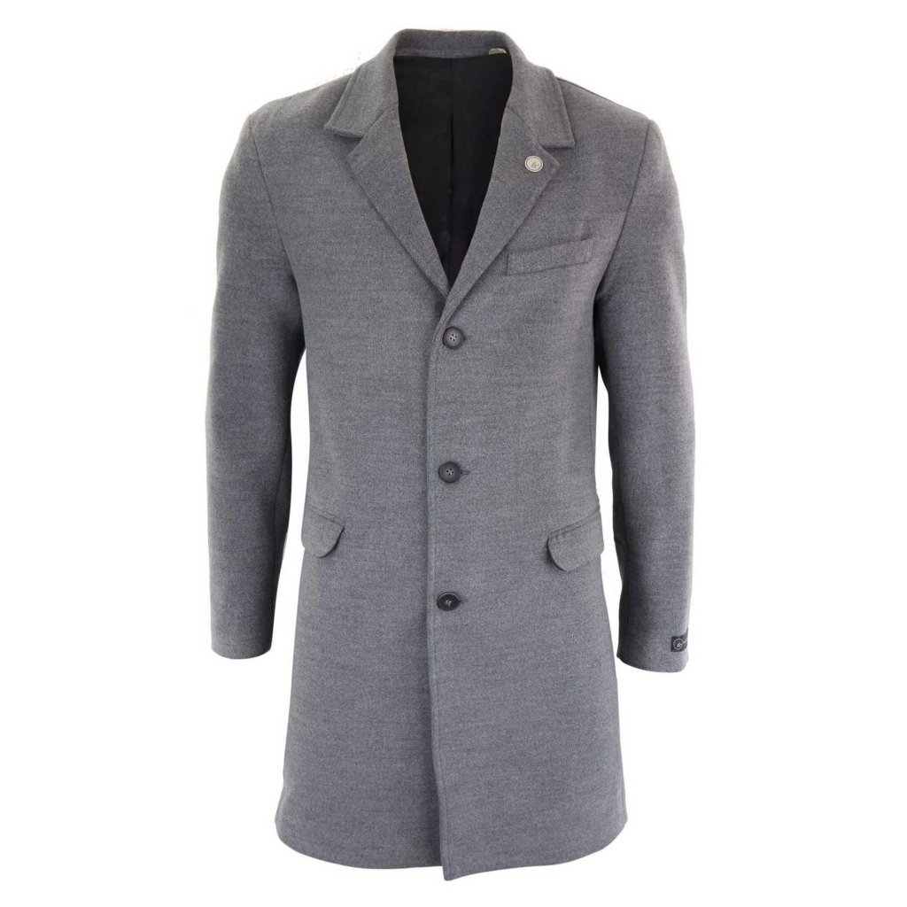 Men's Classic Wool Long Overcoat-Grey: Buy Online - Happy Gentleman