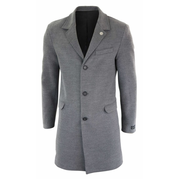 Men's Classic Wool Long Overcoat-Grey