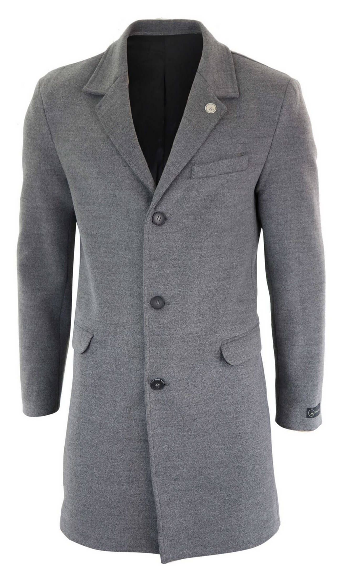 Men's Classic Wool Long Overcoat-Grey: Buy Online - Happy Gentleman