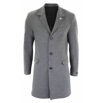Men's Classic Wool Long Overcoat-Grey
