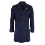 Men's Classic Wool Long Overcoat-Navy: Buy Online - Happy Gentleman