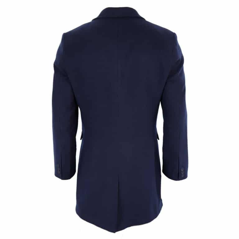 Men's Classic Wool Long Overcoat-Navy: Buy Online - Happy Gentleman