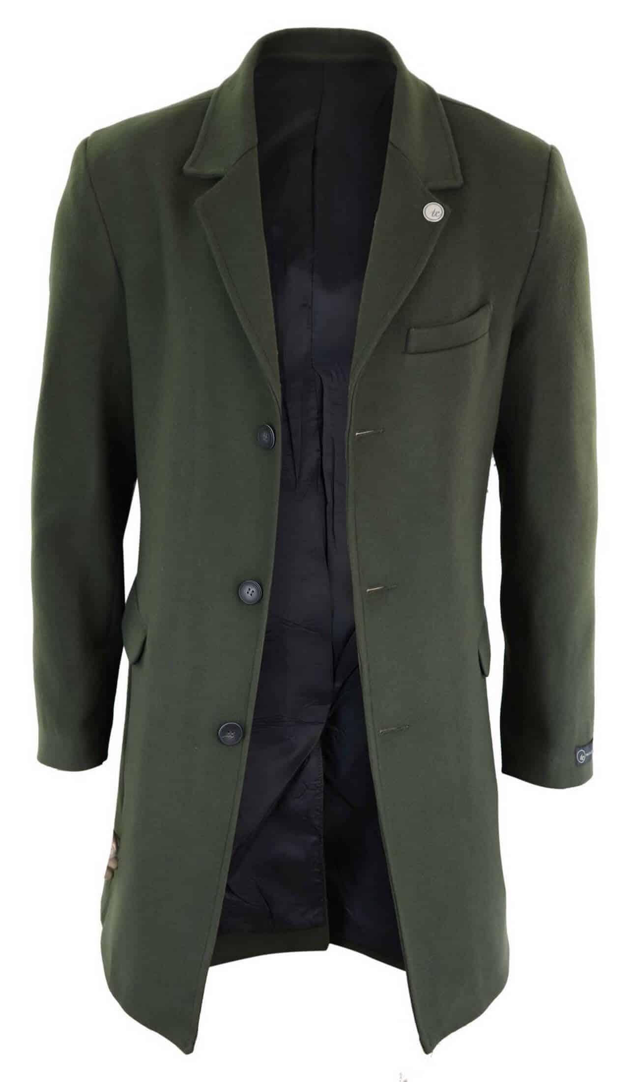 Mauro Grifoni Wool Coat in Military Green for Men Green Mens Clothing Coats Long coats and winter coats 