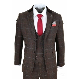 Men’s Dark Brown Tweed Suit – Cavani Tommy
