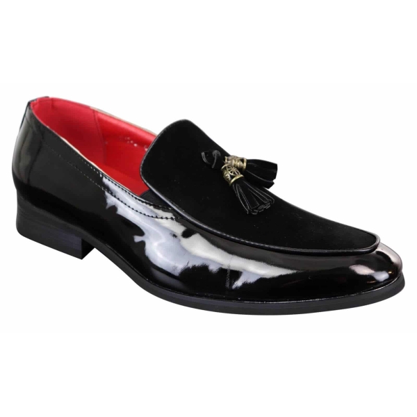 Men's Faux Patend and Suede Leather Loafers