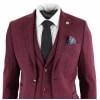 Men's Herringbone Wine Maroon 3 Piece Tweed Suit - STZ11