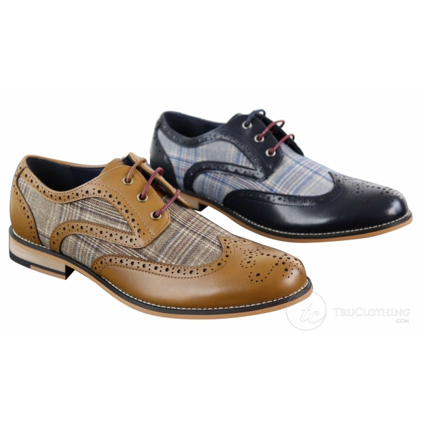 Men's Leather and Tweed Vintage Shoes - Cavani Oslo