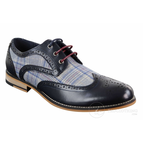Men's Leather and Tweed Vintage Shoes - Cavani Oslo