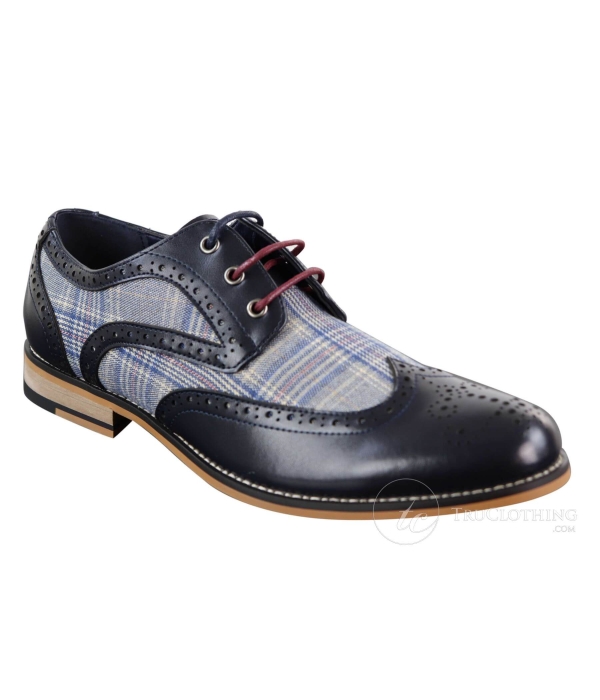 Men's Leather and Tweed Vintage Shoes - Cavani Oslo