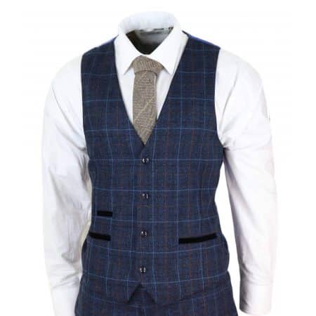 Men's Navy-Blue Tweed Check Suit - Paul Andrew Harvey: Buy Online ...