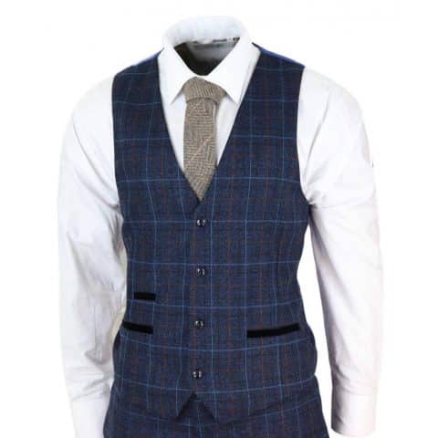 Men's Navy-Blue Tweed Check Suit - Paul Andrew Harvey: Buy Online ...