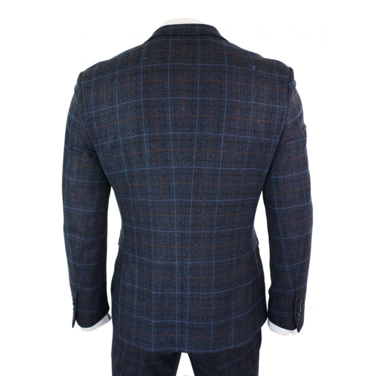 Men's Navy-Blue Tweed Check Suit - Paul Andrew Harvey | Happy Gentleman