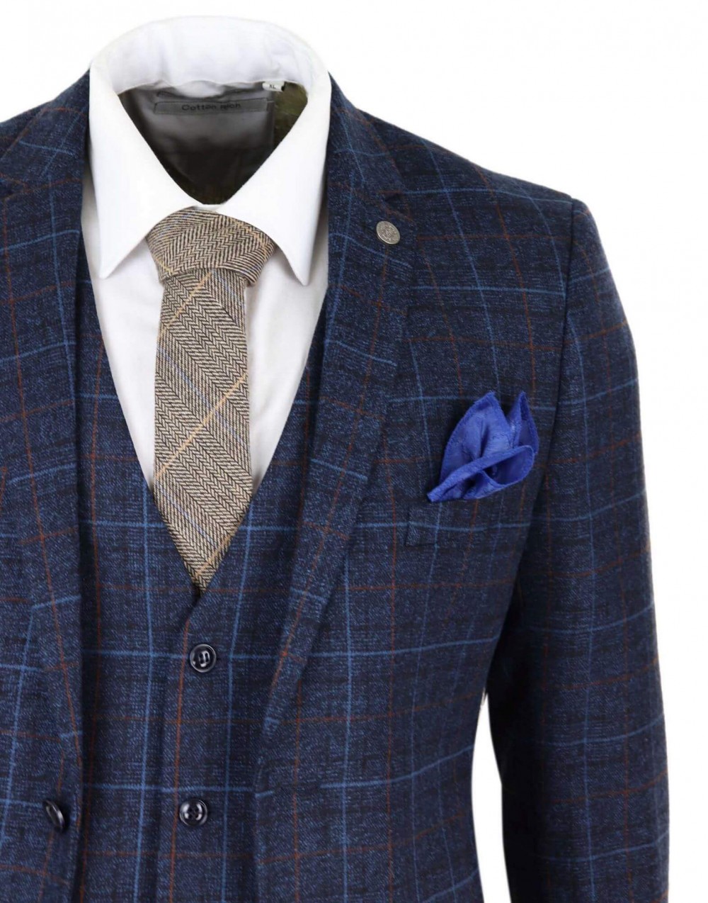 Navy blue hot sale checkered suit