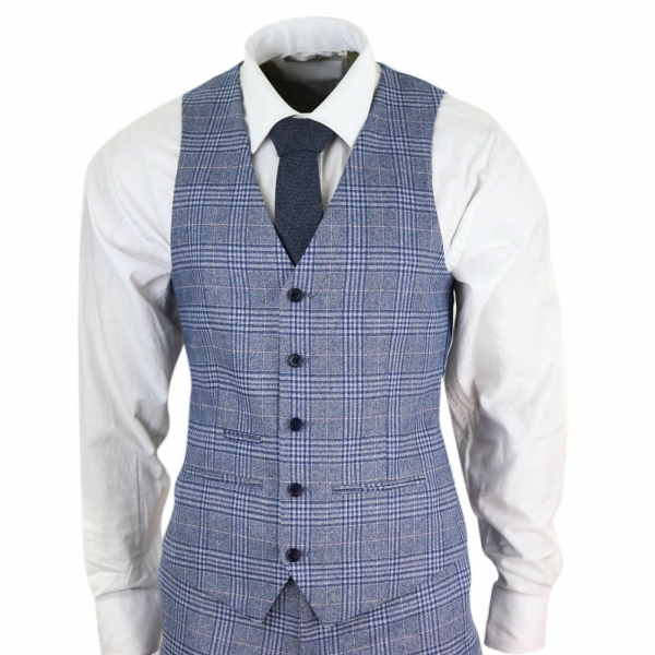 Mens 3 Piece Blue-Grey Vintage Suit - Paul Andrew Victor