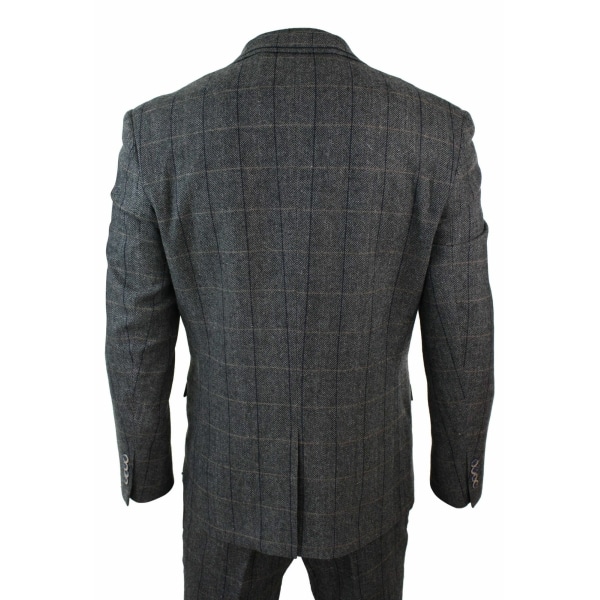 Cavani Albert - Men's Herringbone Tweed Check 3 Piece Suit - Charcoal