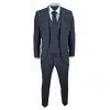 Mens 3 Piece Navy Suit with Double Breasted Waistcoat
