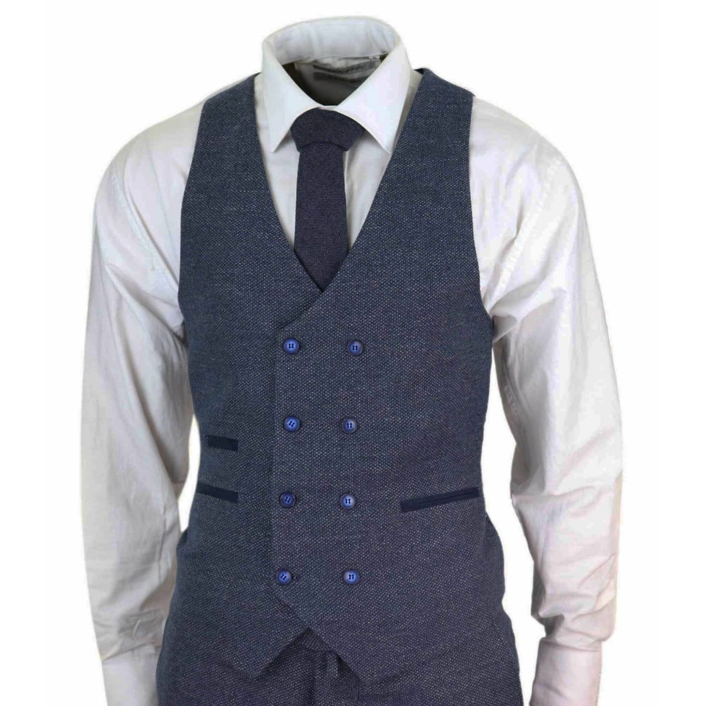 Mens 3 Piece Navy Suit with Double Breasted Waistcoat: Buy Online ...