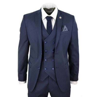 New Boy Wedding  Formal Party Tuxedo Suit Dark Navy Pin Stripe size 4,6,7,12