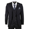 Mens  Black 3 Piece Pinstripe Suit