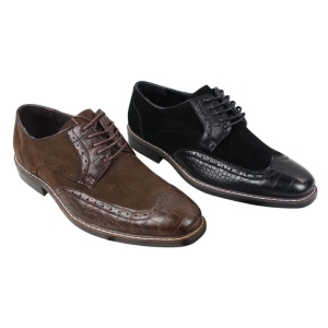Mens Black Brown Suede & Snake Leather Brogues Shoes Gatsby Vintage