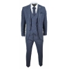 Mens Blue 3 Piece Suit with Double Breasted Waistcoat