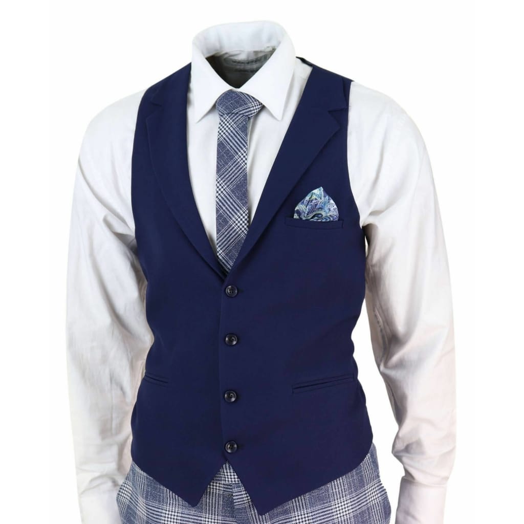 Mens Blue Check 3 Piece Suit: Buy Online - Happy Gentleman