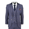 Mens Blue Check 3 Piece Suit - Cavani Matteo