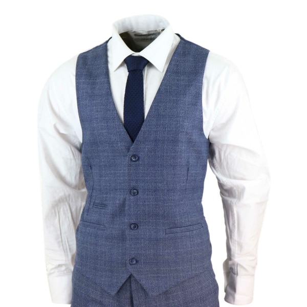 Herren 3 Stück Anzug Classic Tweed Check Vintage Retro Peaky Blinders Tailored Fit