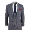 Mens Blue Grey Checkered 3 Piece Suit
